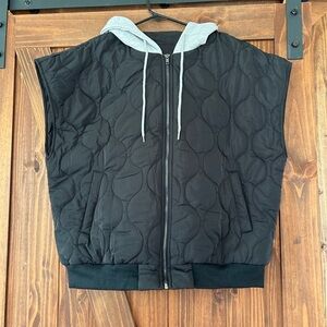 Hooded Puffer Vest Zip Up Sleeveless Quilted Vests with Pockets